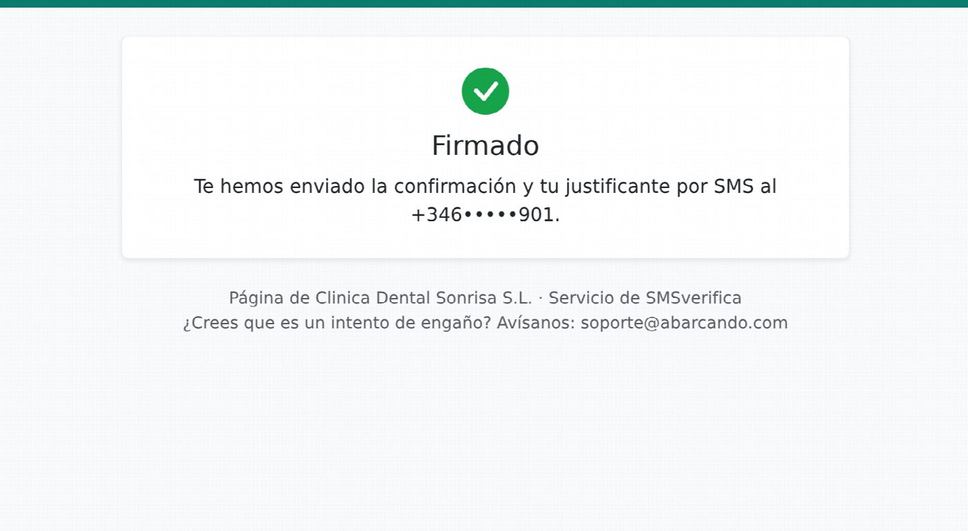 Pantalla de firmado en la tablet, sin datos de quien firma